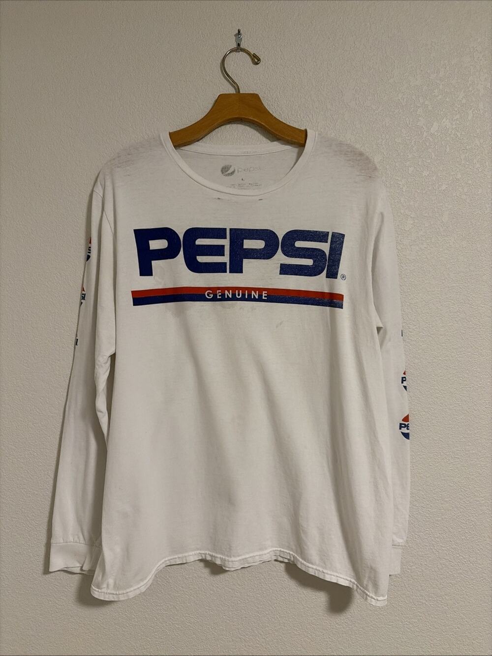 Vintage Pepsi Large Classic Logo Throwback Vintage Long Sleeve Men's T-Shirt Y2K